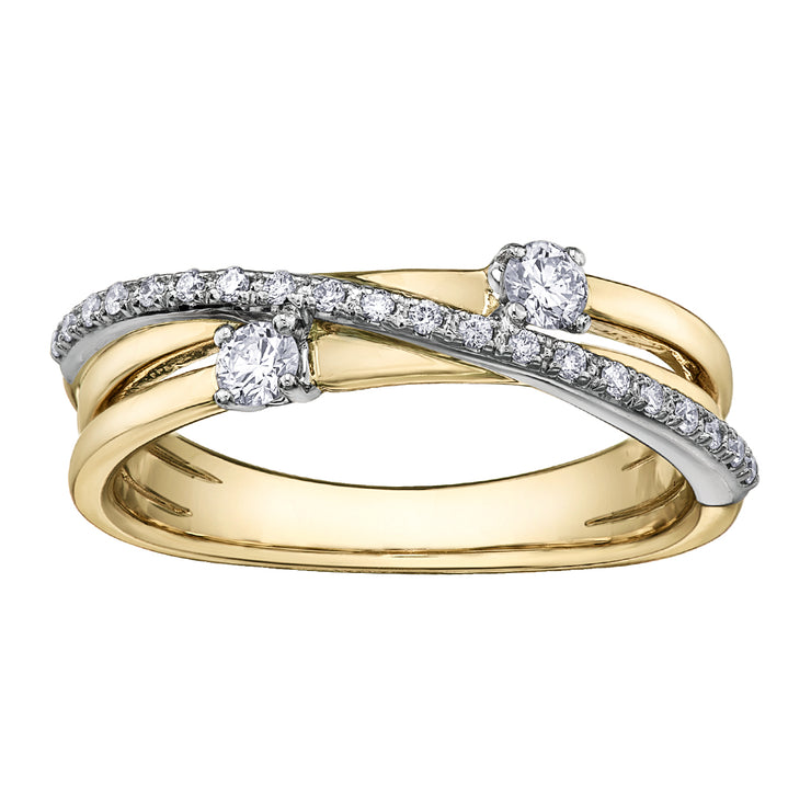 Yellow And White Gold Diamond Ring