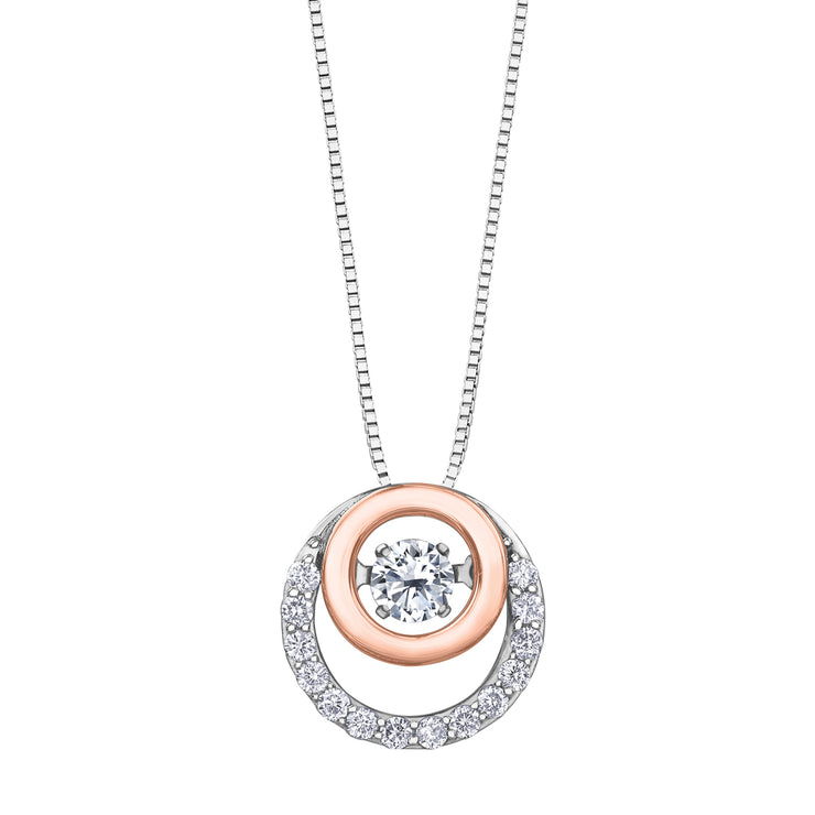 White And Rose Gold Circle Diamond Pendant