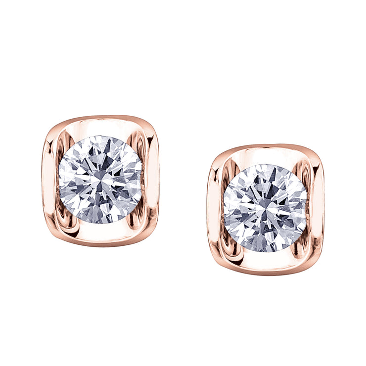 Rose And White Gold Canadian Diamond Studs