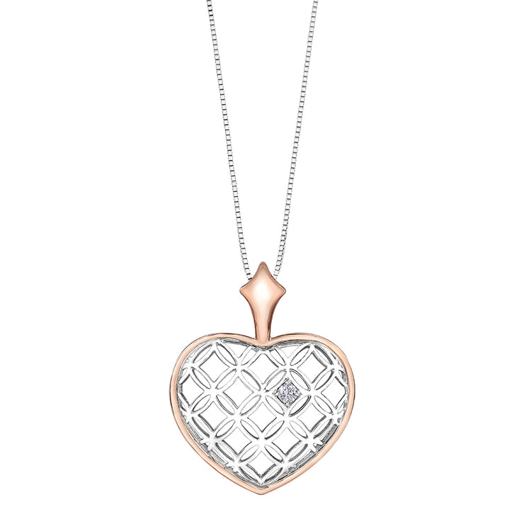 Rose And White Gold Heart Necklace