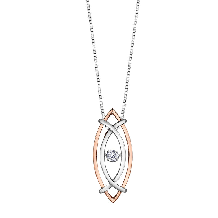 Rose And White Gold Diamond Pendant