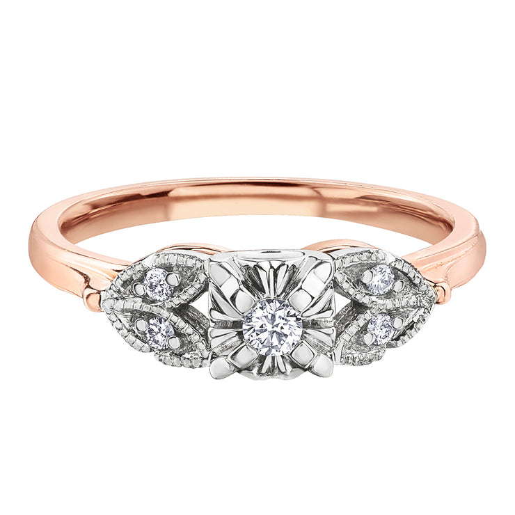 Rose And White Gold Diamond Ring