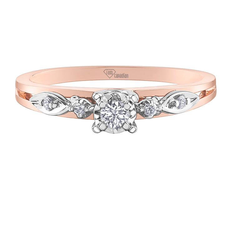 Rose And White Gold Diamond Ring