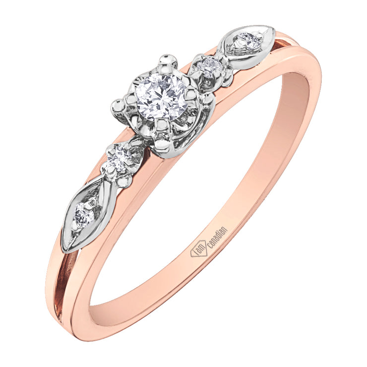 Rose And White Gold Diamond Ring