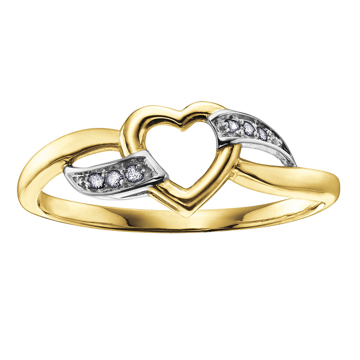 Yellow And White Gold Heart Ring