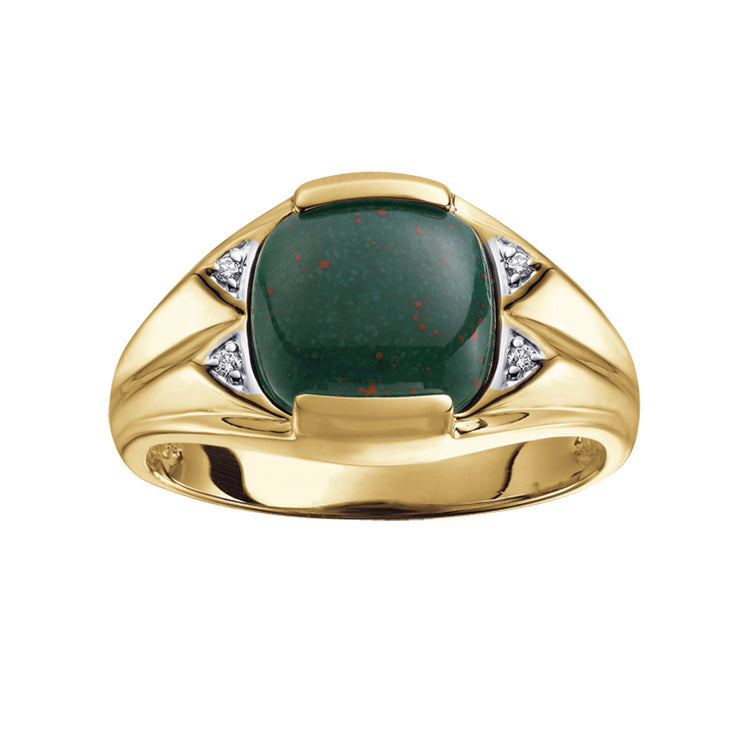 Yellow Gold Bloodstone And Diamond Ring