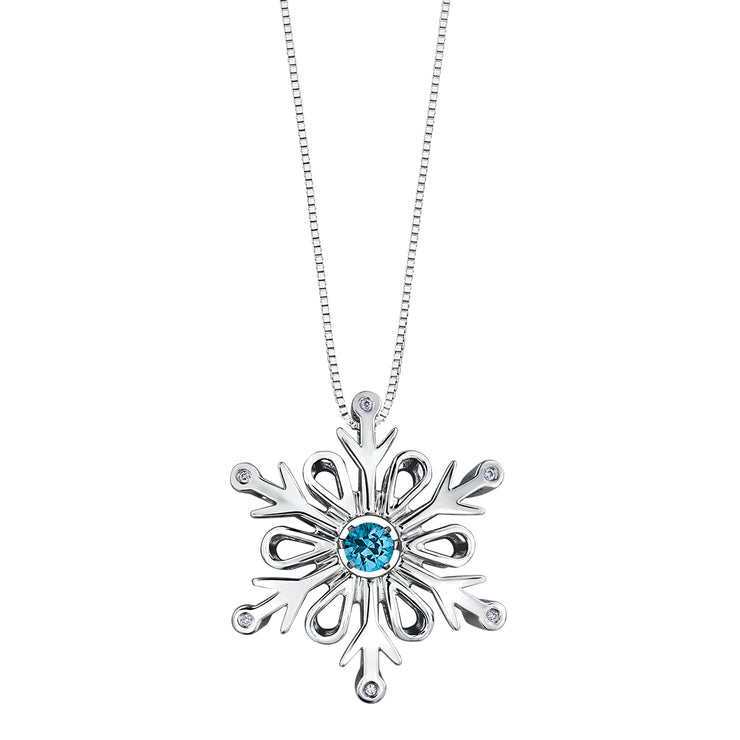 Sterling Silver Diamond Snowflake Pendant