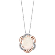 Rose And White Gold Opal Necklace