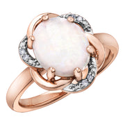 Rose And White Gold Ring With Opal And Diamonds