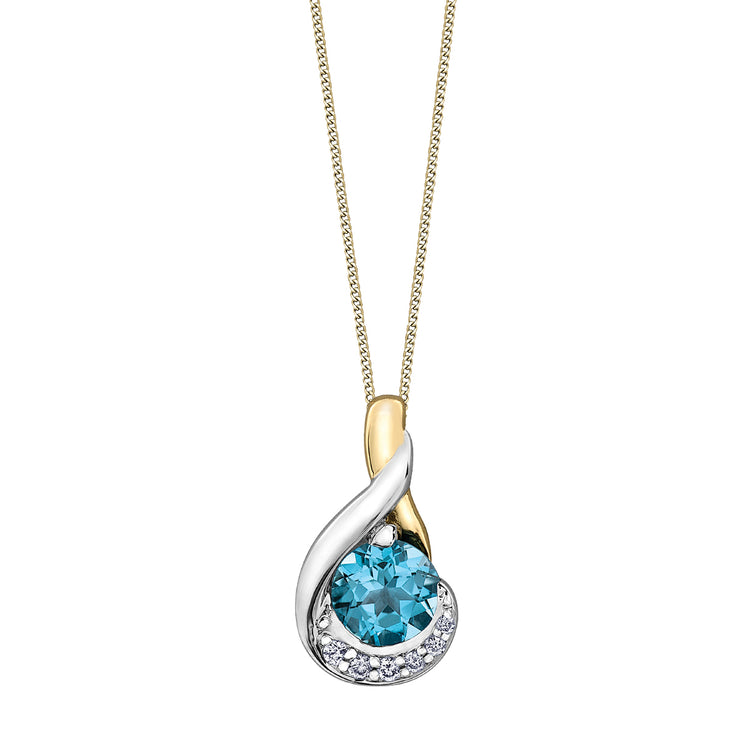 Yellow And White Gold Blue Topaz Necklace