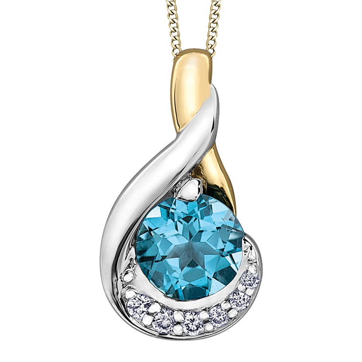 Yellow And White Gold Blue Topaz Necklace