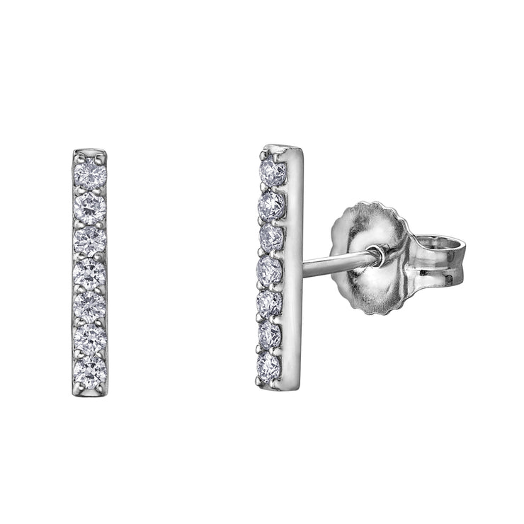 White Gold Diamond Bar Studs