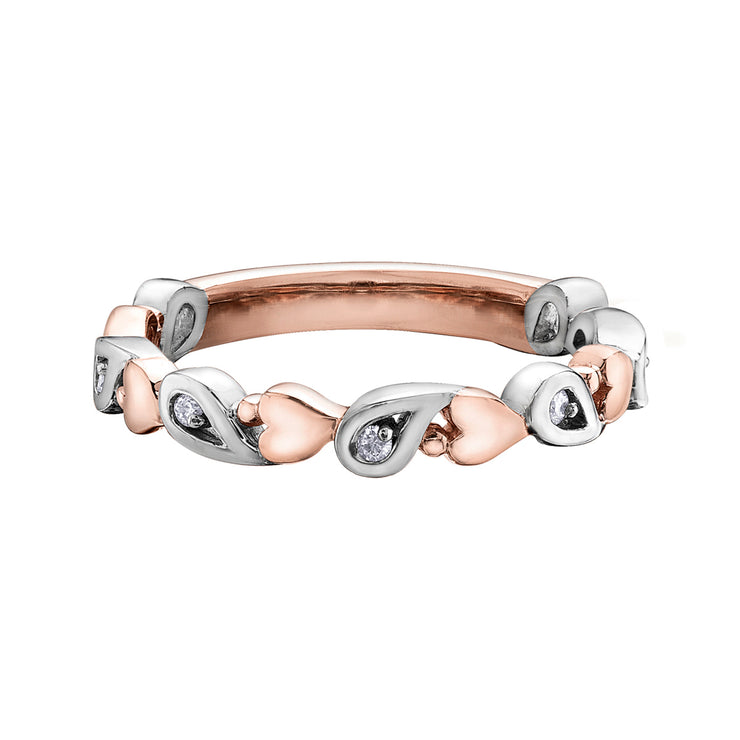 Rose And White Gold Diamond Band