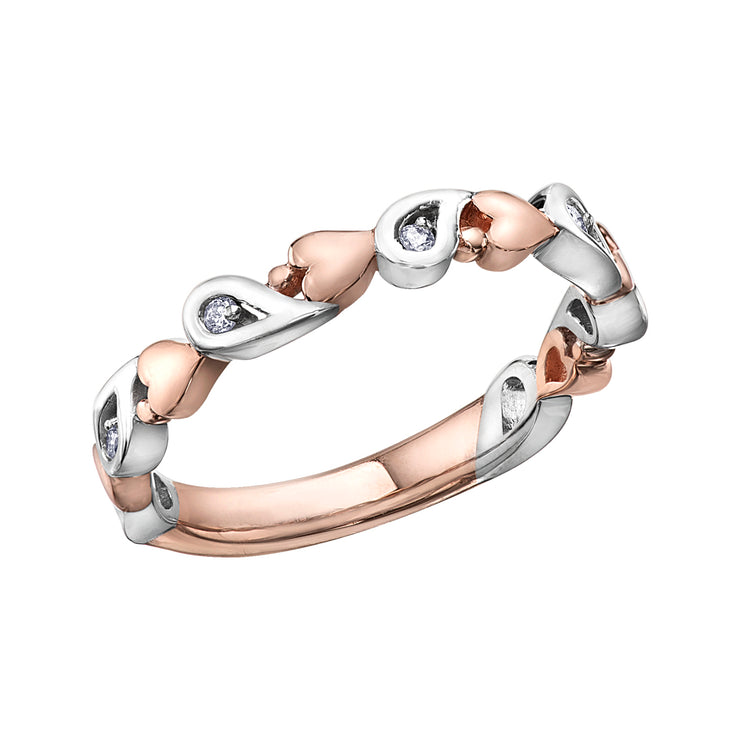 Rose And White Gold Diamond Band