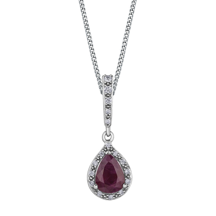 White Gold Ruby And Diamond Necklace