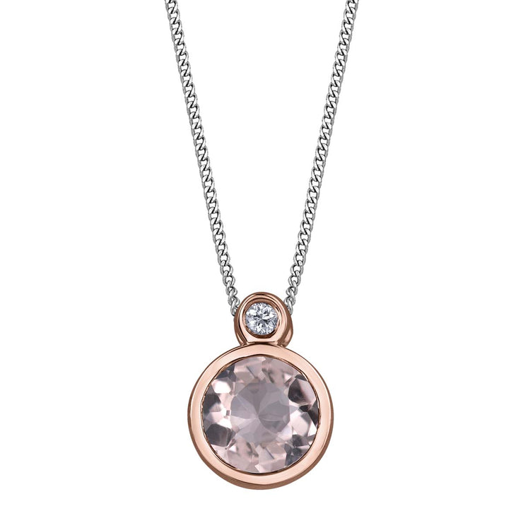 Rose Gold Morganite Diamond Necklace