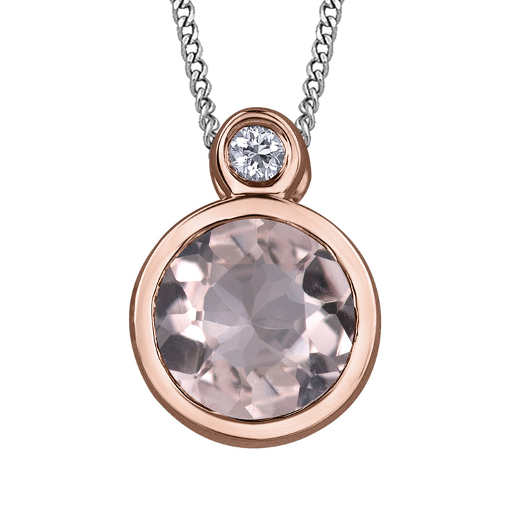 Rose Gold Morganite Diamond Necklace