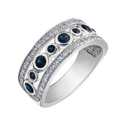 White Gold Diamond And Sapphire Ring