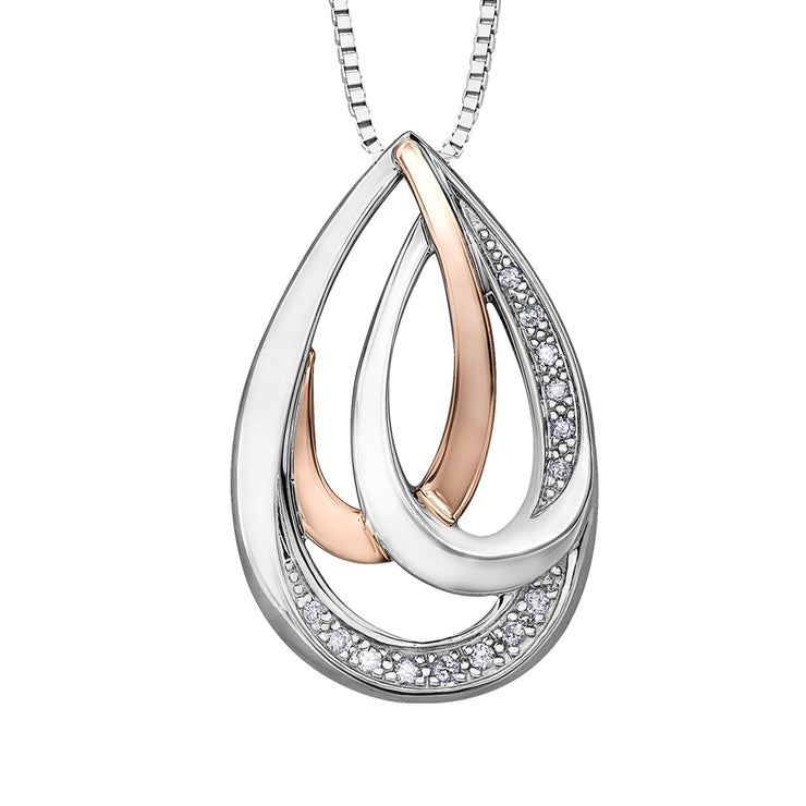 Silver And Rose Gold Diamond Pendant