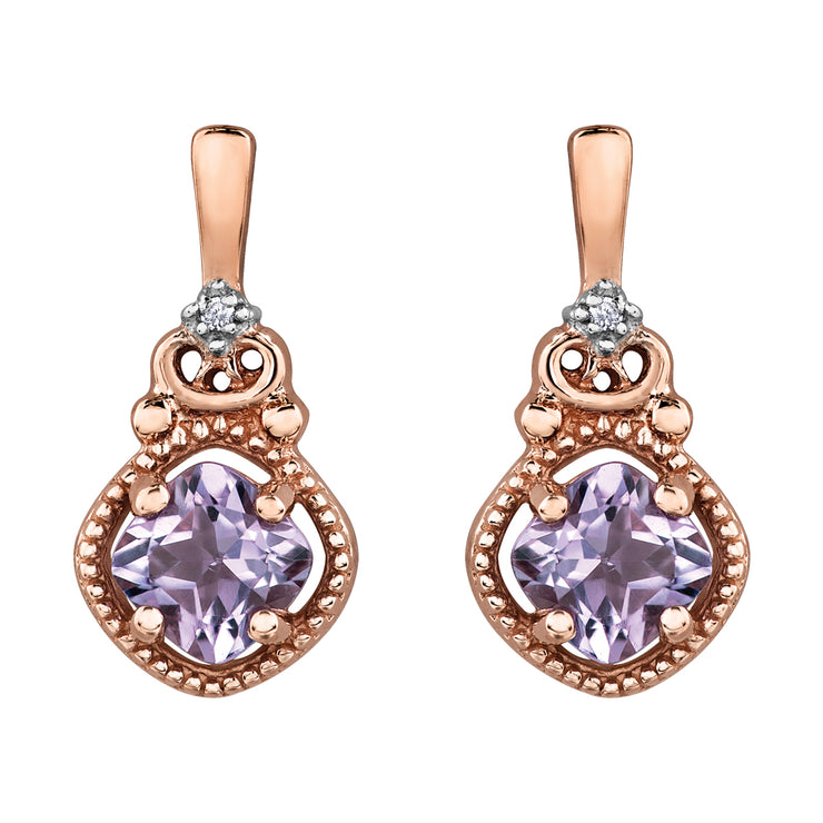 Rose Gold Amethyst Earrings
