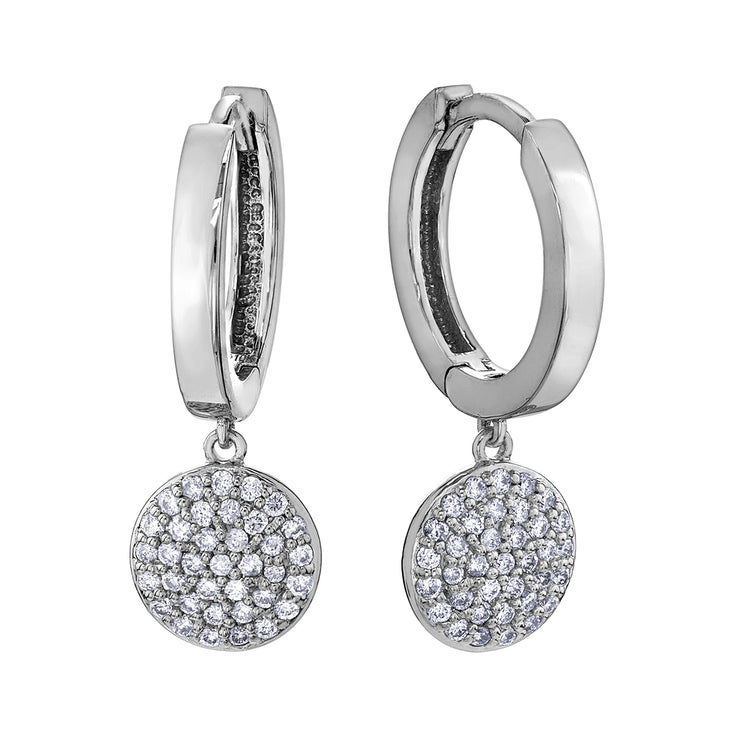 White Gold Diamond Dangle Hoops