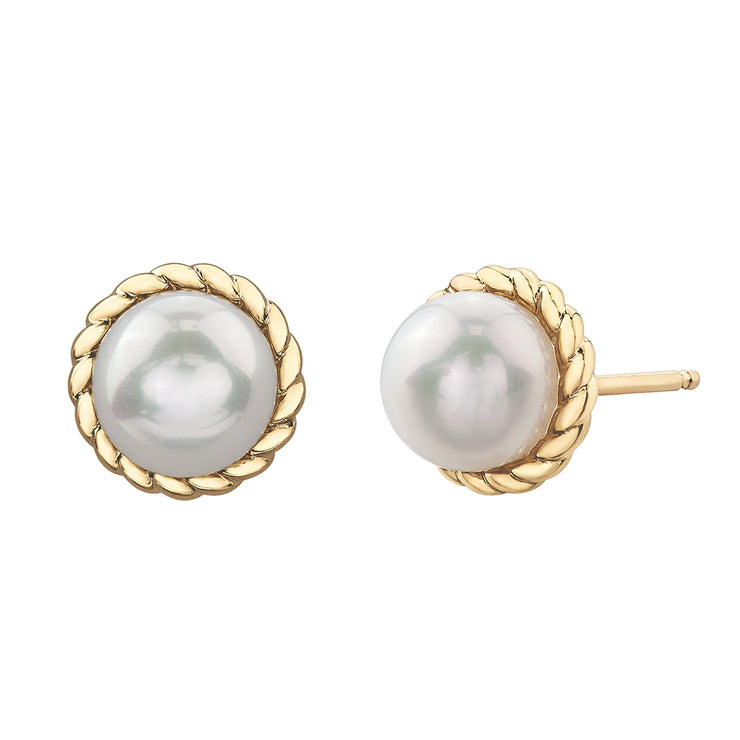 Yellow Gold Pearl Earrings