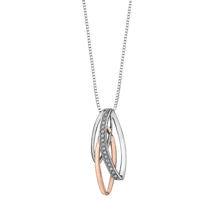 White And Rose Gold Circle Diamond Necklace