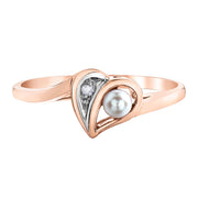 Rose Gold Diamond And Pearl Ring