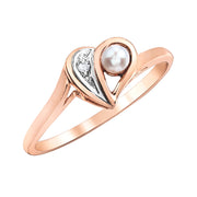 Rose Gold Diamond And Pearl Ring