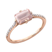 Rose Gold Diamond And Rose Quartz Ring