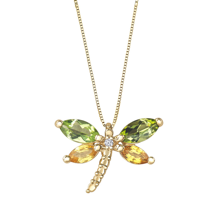 Yellow Gold Dragonfly Necklace