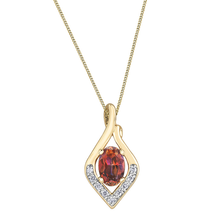 Yellow Gold Topaz And Diamond Pendant