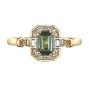 Yellow Gold Green Tourmaline Ring