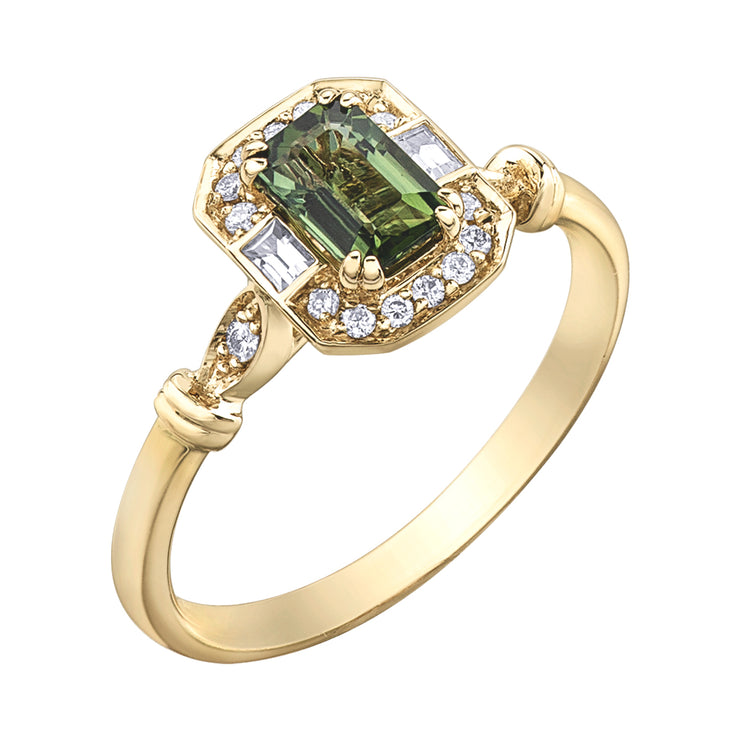 Pear shaped natural green Tourmaline ring rose gold leaf nature inspir –  WILLWORK JEWELRY