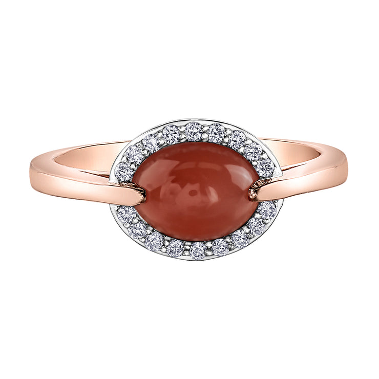 Rose Gold Moonstone And Diamond Ring