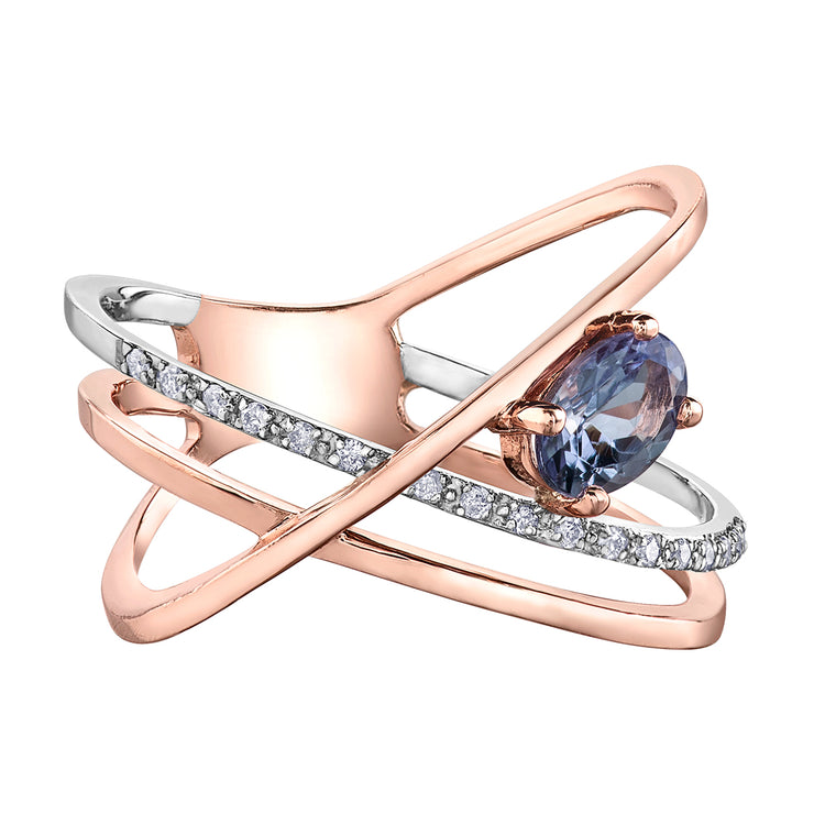 Rose And White Gold Tanzanite Ring