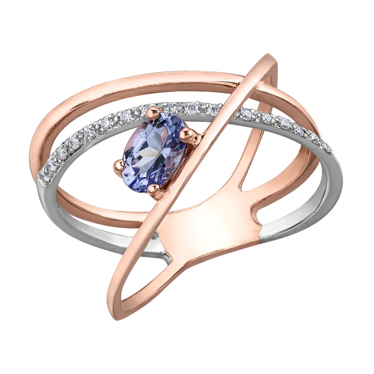 Rose And White Gold Tanzanite Ring