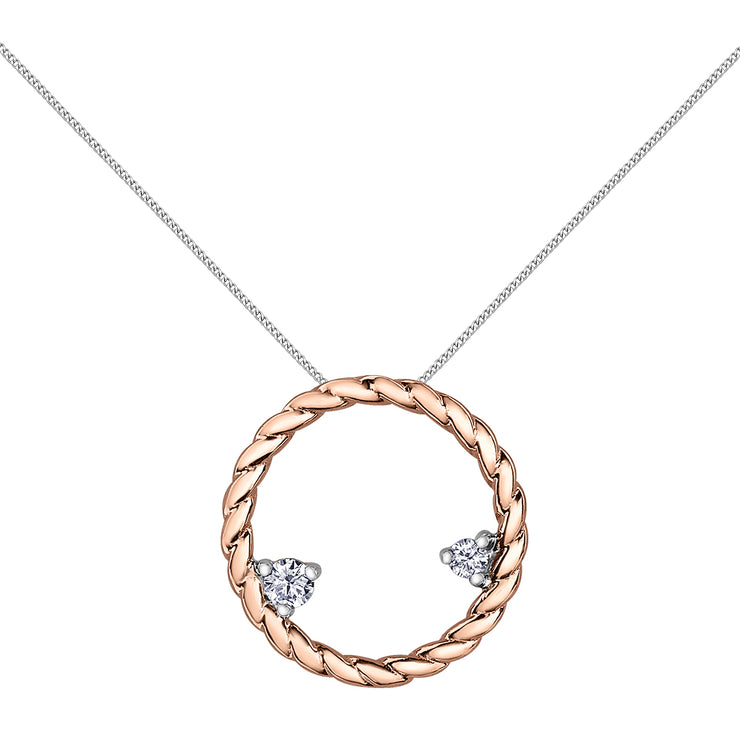 Rose And White Gold Diamond Necklace