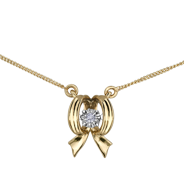 Yellow Gold Diamond Bow Necklace