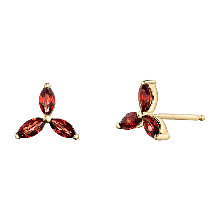 Yellow Gold Garnet Earrings