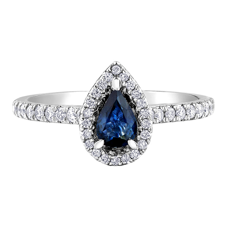 White Gold Sapphire And Diamond Ring