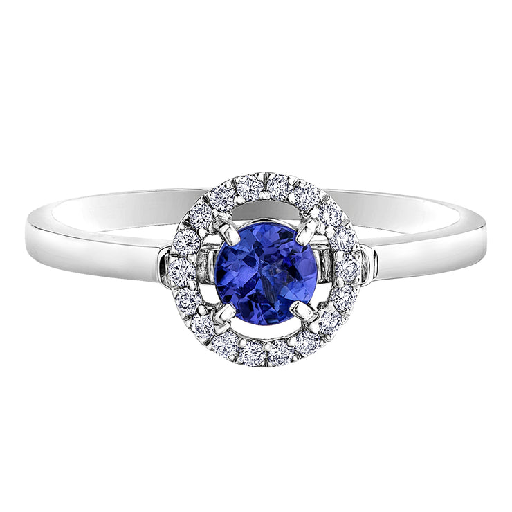 White Gold Diamond And Tanzanite Ring