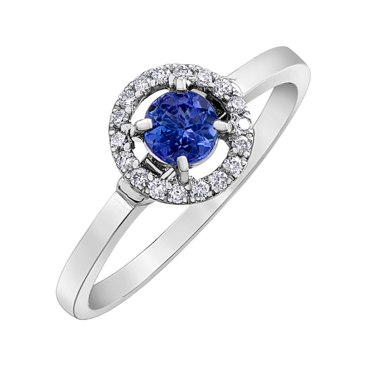 White Gold Diamond And Tanzanite Ring