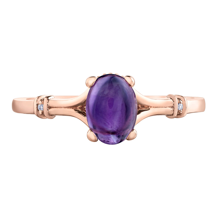 Rose Gold Amethyst And Diamond Ring