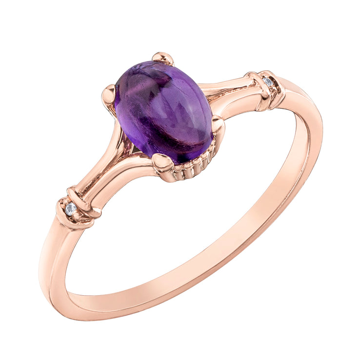 Rose Gold Amethyst And Diamond Ring