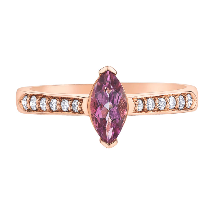 Rose Gold Pink Tourmaline And Diamond Ring