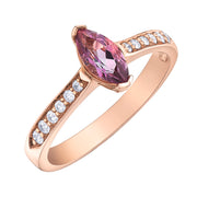 Rose Gold Pink Tourmaline And Diamond Ring