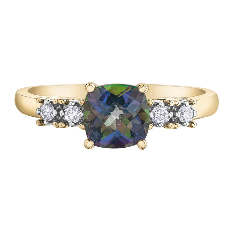 Yellow Gold Mystic Topaz Ring