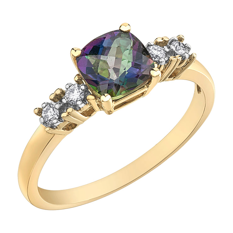 Yellow Gold Mystic Topaz Ring