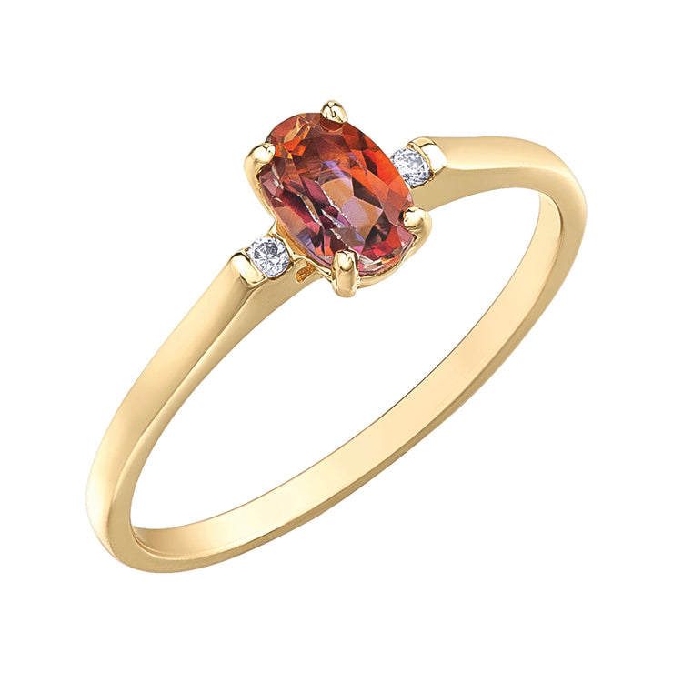 Yellow Gold Topaz And Diamond Ring